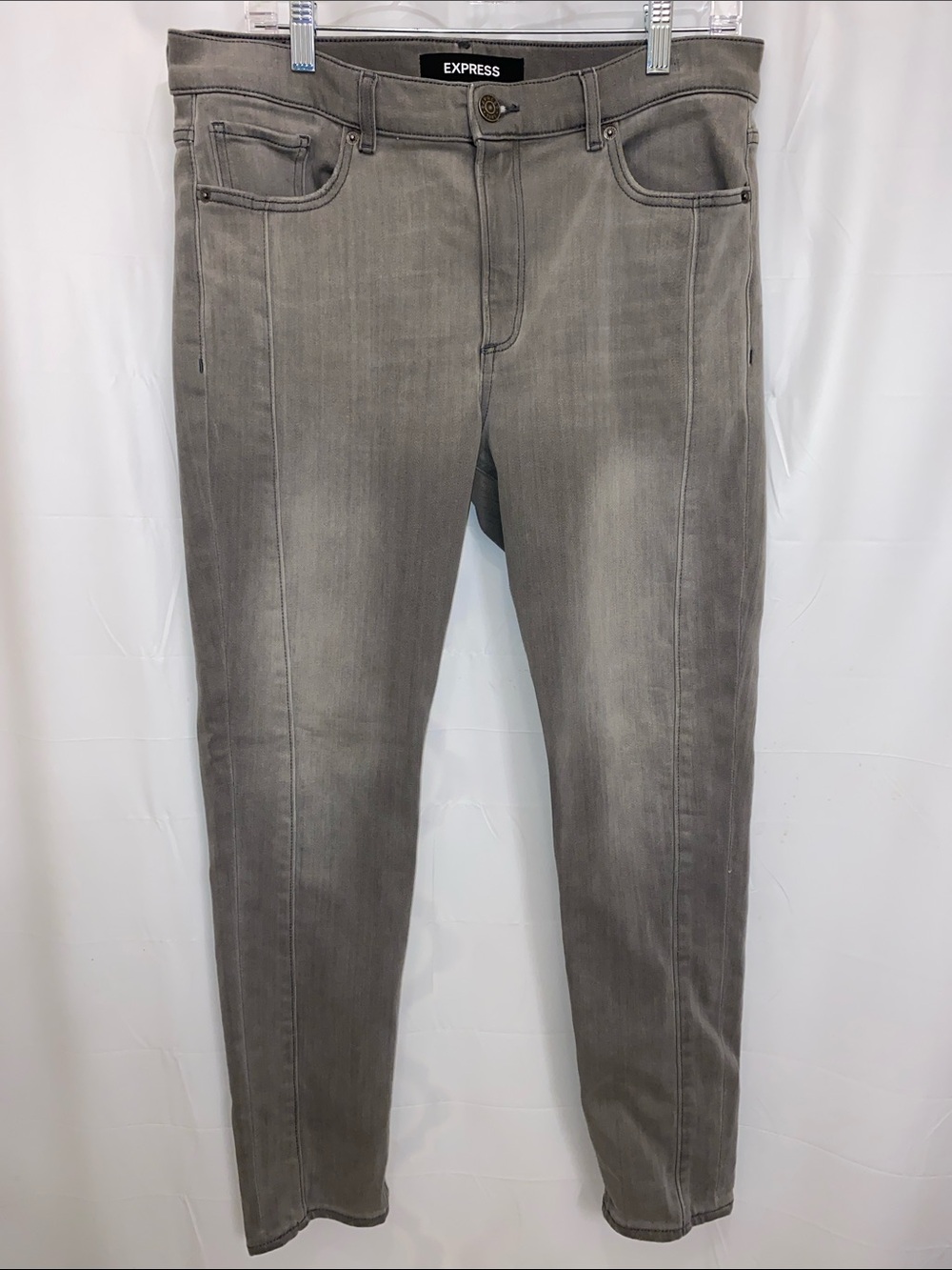 Express Gray Slim Jeans with Subtle Fading